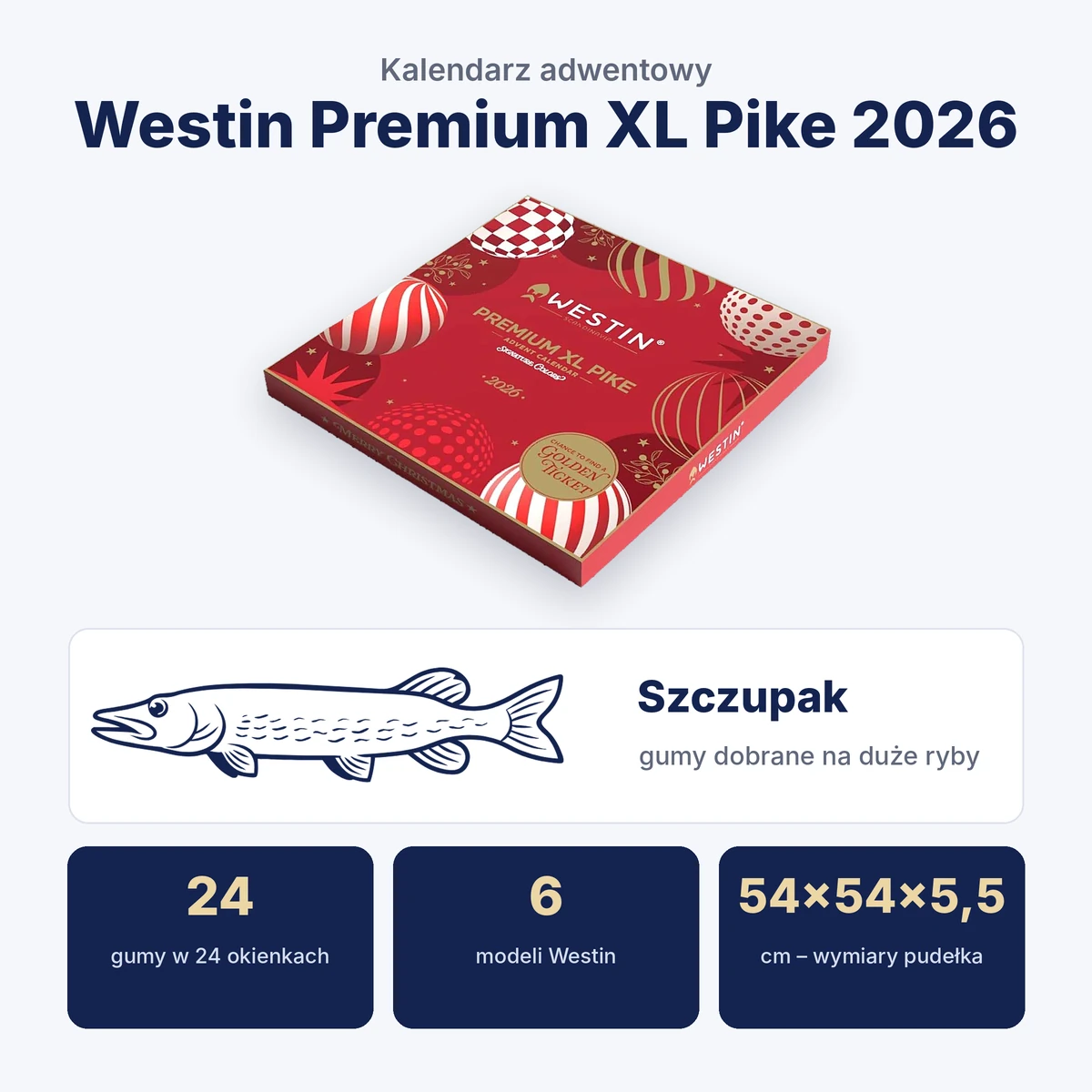 Kalendarz adwentowy Westin Premium XL Pike 2026 – gumy na szczupaka
