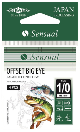 Haczyki Mikado Sensual - OFFSET BIG EYE Nr. 1/0 BN - 4szt.