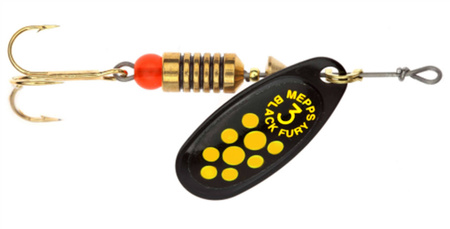 Obrotówka Mepps Black Fury #3 | 6,5g | Czarny/Żółte Kropki