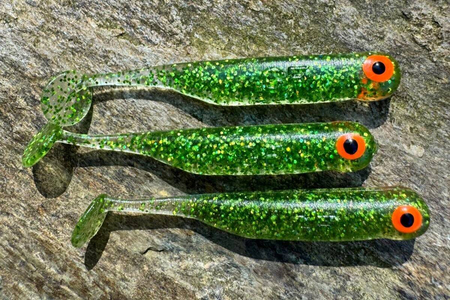 Guma Great Fish GF1 4,9cm | Glitter Green | bezzapachowy | 10 szt.