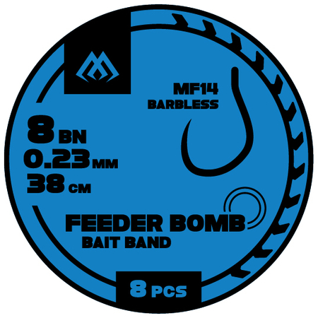 Przypony Mikado feeder bomb z gumką - hak bez zadziora nr 6 / żyłka: 0.25mm/38cm - 8szt.