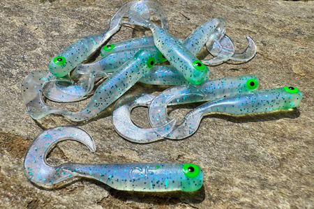 Guma Great Fish GF1 Twister 4,9cm | Ice Blue | krewetkowy | 10 szt. | Dżejsiok Special Edition