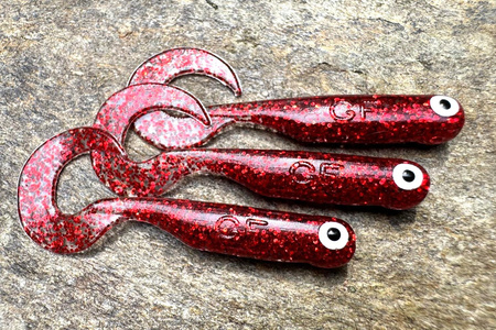 Guma Great Fish GF1 Twister 4,9cm | Glitter Red | krewetkowy | 10 szt.