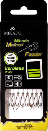 Przypony do methody Mikado z igłą- hak bez zadziora nr 12 DB / plecionka: 0.12mm/10cm - 8szt.