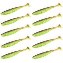 Keitech Easy Shiner 3"/7,6 cm #401 Green Pumpkin / Chartreuse - 10szt.