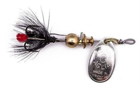 Obrotówka Mepps Aglia Mouche #1 | 3,6g | Srebrna / Czarna Mucha