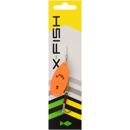 Obrotówka X-Fish Stark №5 | 14g | Nikel UV orange