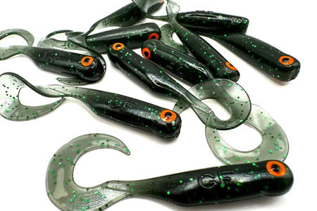 Guma Great Fish GF1 Twister 4,9cm | Magic Green | krewetkowy | 10 szt. | Dżejsiok Special Edition