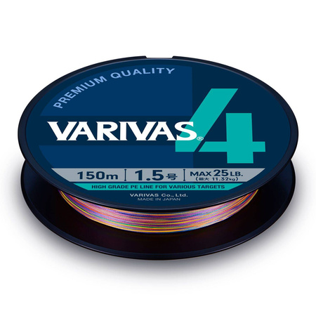 Plecionka Varivas4 PE #1.2 | 21lb | multicolor | 150m