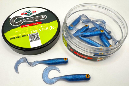 Guma Great Fish GF1 Twister 4,9cm | Blue Pearl | krewetkowy | 10 szt.