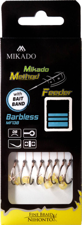 Przypony do methody Mikado z gumką - haczyk bezzadziorowy: 12 / plecionka: 0.12 mm - 8szt.