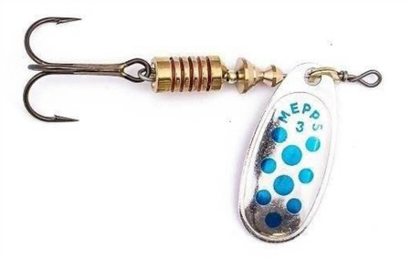 Obrotówka Mepps Comet Decore #2 | 4,5g | Srebrny/Niebieskie Kropki