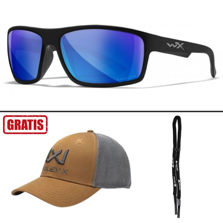 Okulary Wiley X Peak Captivate | Blue Mirror | Matte Black Frame XL | GRATISY!!!