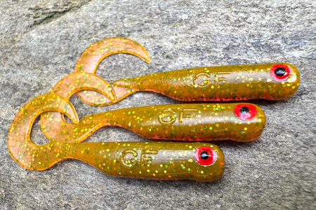 Guma Great Fish GF1 Twister 4,9cm | Motor Oil Green | bezzapachowy | 10 szt.