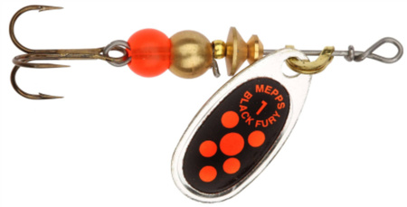 Obrotówka Mepps Black Fury #1 | 3,5g | Srebrny/Czerwone Kropki