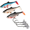 Zestaw guma Mikado MFT Roach 8cm Clear Water Mix 1 +główki Mikado Jaws 5g - 3/0