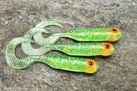 Guma Great Fish GF1 Twister 4,9cm | Glitter Light Green | krewetkowy | 10 szt.