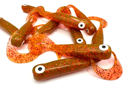 Guma Great Fish GF1 Twister 4,9cm | Motor Oil Red | rybny | 10 szt.