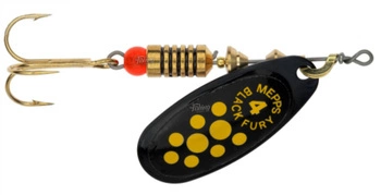 Obrotówka MEPPS BLACK FURY #4 czarny / żółte kropki 8g