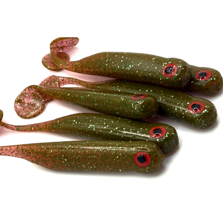 Guma Great Fish GF1 Ripper 7cm | Motor Oil Green | Bezzapachowy | 6 szt.