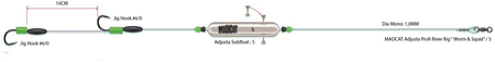 Zestaw sumowy MadCat Adjusta Profi River Rig Worm & Squid - S