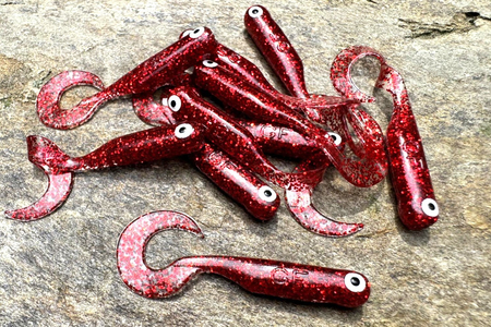 Guma Great Fish GF1 Twister 4,9cm | Glitter Red | bezzapachowy | 10 szt.