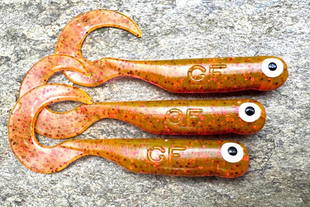 Guma Great Fish GF1 Twister 4,9cm | Motor Oil Red | rybny | 10 szt.