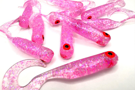 Guma Great Fish GF1 Twister 4,9cm | Glitter Pink | krewetkowy | 10 szt.