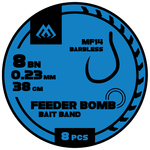 Przypony Mikado feeder bomb z gumką - hak bez zadziora nr 6 / żyłka: 0.25mm/38cm - 8szt.
