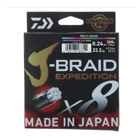 Plecionka Daiwa J-Braid Expedition X8E 0.20mm | 300m | Multicolor