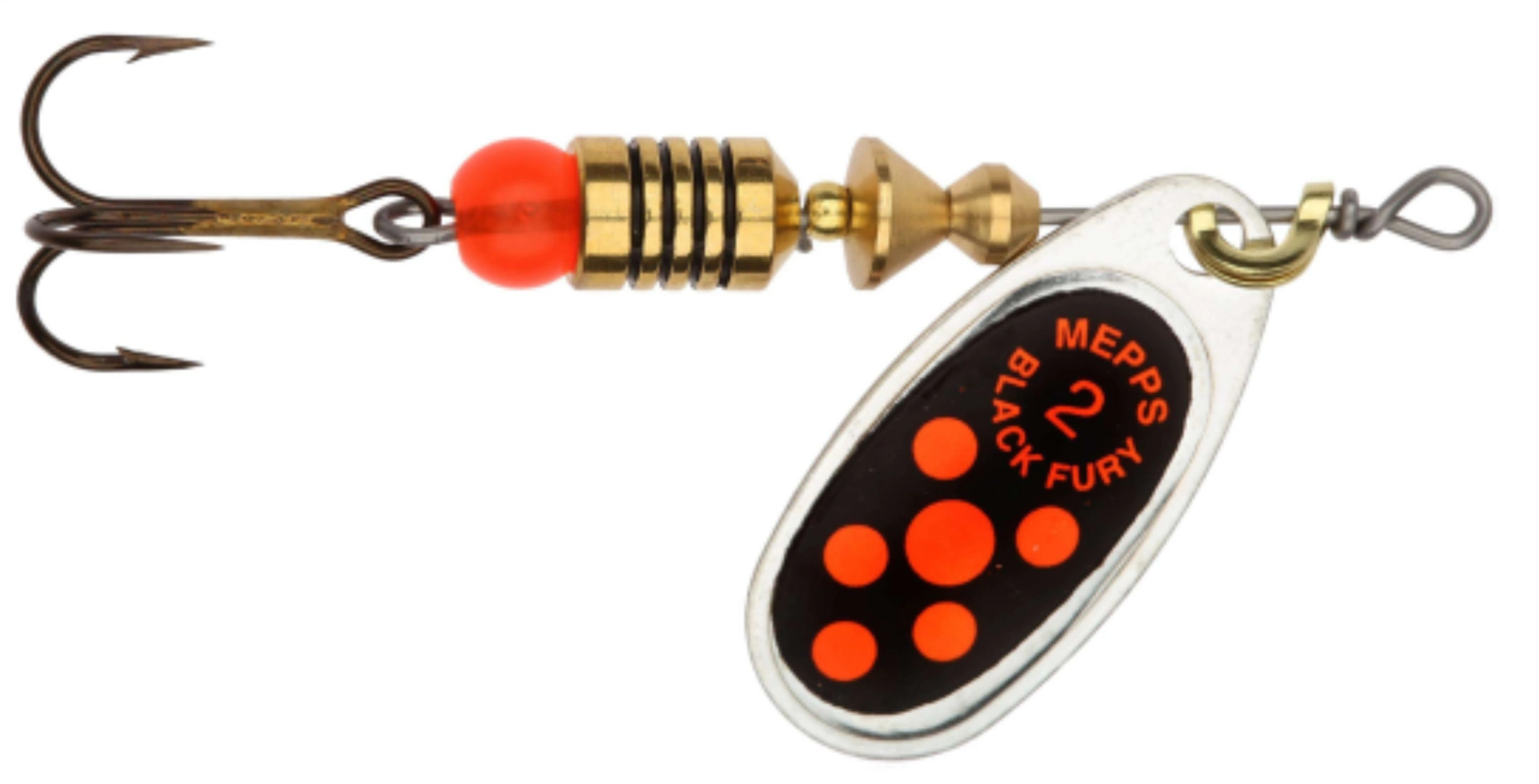 Obrotówka MEPPS BLACK FURY #2 srebrny / czerwone kropki 4.5g
