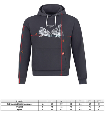 Bluza z kapturem Favorite Black logo dark grey melange | rozm. L