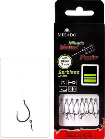 Przypony do methody Mikado z igłą - haczyk bezzadziorowy: 12 / żyłka: 0.18 mm - 8szt.