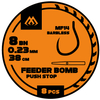 Przypony Mikado feeder bomb MF14 - Z PUSH STOPEM - hak bez zadziora nr 10 / żyłka: 0.20mm/38cm - 8szt.