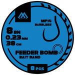 Przypony Mikado feeder bomb MF14 - z gumką - hak bez zadziora nr 6 / żyłka: 0.25mm/38cm - 8szt.