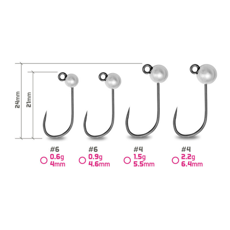 Główka jigowa wolframowa Delphin T-AREA BL / 6.4mm / 2.2g / #4 / 5 szt. - Srebrny