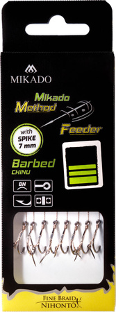 Przypony do methody Mikado z igłą - hak zadziorem nr 14 / plecionka: 0.10mm/10cm - 8szt.