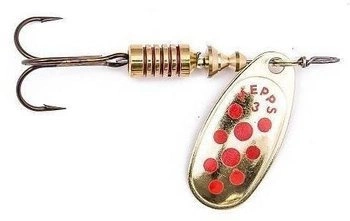Obrotówka MEPPS COMET DECORE #4 złoty/ czerwone kropki 8g