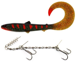 Zestaw Guma Westin BullTeez Curltail 21cm | 49g - Motoroil Blood + Dozbrojka Vis Vangen