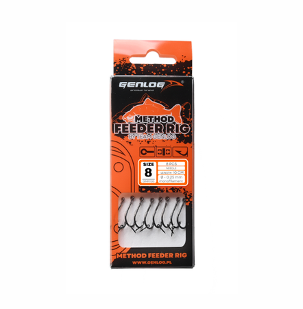 Przypony Genlog Method Feeder Rig 1105 10cm | #8 | 0,25mm | 8 szt.