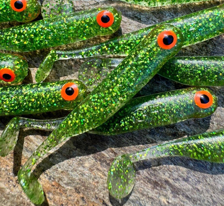 Guma Great Fish GF1 4,9cm | Glitter Green | bezzapachowy | 10 szt.