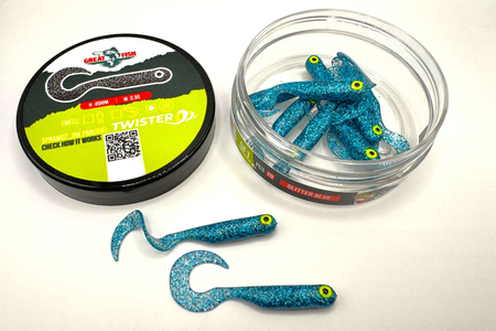 Guma Great Fish GF1 Twister 4,9cm | Glitter Blue | rybny | 10 szt.