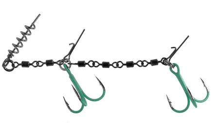 Dozbrojka z krętlików Mikado Jaws Double Evo Stinger Fluo XL | 35kg | kotwice nr 2/0 | 18-22cm