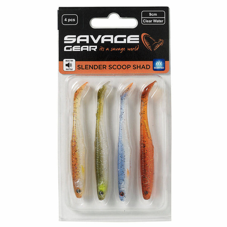 Zestaw gum Savage Gear Slender Scoop Shad 11cm | Clear Water Mix | 4szt