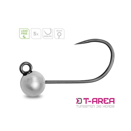 Główka jigowa wolframowa Delphin T-AREA BL / 4mm / 0.6g / #6 / 5 szt. - Srebrny