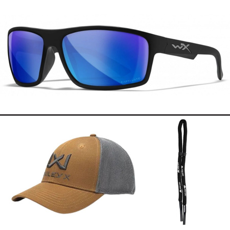 Okulary Wiley X Peak Captivate | Blue Mirror | Matte Black Frame XL | GRATISY!!!