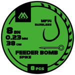 Przypony Mikado feeder bomb MF14 - Z IGŁĄ - hak bez zadziora nr 10 / żyłka: 0.20mm/38cm - 8szt.
