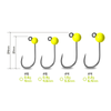 Główka jigowa wolframowa Delphin T-AREA BL / 6.4mm / 2.2g / #4 / 5 szt. - fluo żółta