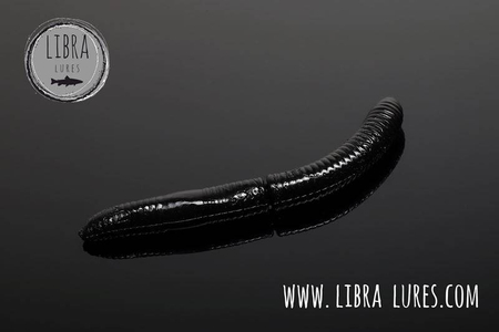 Przynęta Libra Lures Fatty D'Worm 6.5cm | 040 - Black | brak zapachu | 10 szt.