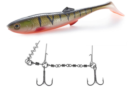 Zestaw guma Mikado SICARIO 18cm/ BLOODY PERCH + Dozbrojka Mikado Evo Stinger XL